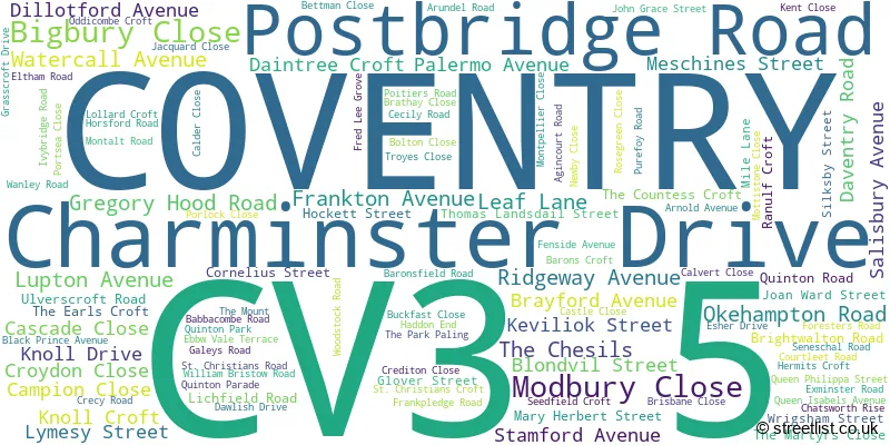 A word cloud for the CV3 5 postcode